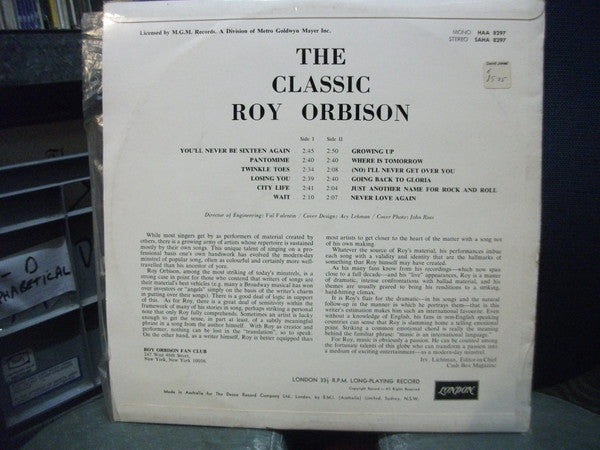 Roy Orbison – The Classic Roy Orbison LP vinyl record, image 2 of 4