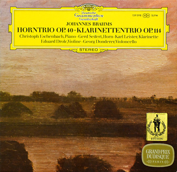 Johannes Brahms, Christoph Eschenbach, Gerd Seifert, Karl Leister, Eduard Drolc, Georg Donderer – Horntrio Op.40 • Klarinettentrio Op.114 LP vinyl record, image 1 of 4