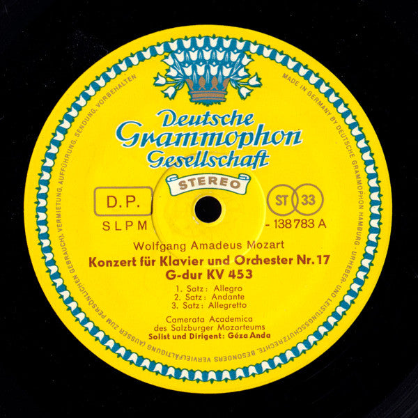 Wolfgang Amadeus Mozart, Géza Anda, Camerata Academica Salzburg – Piano Concertos No. 17 In G Major, K. 453 - No. 21 In C Major, K. 467 LP vinyl record, image 4 of 4