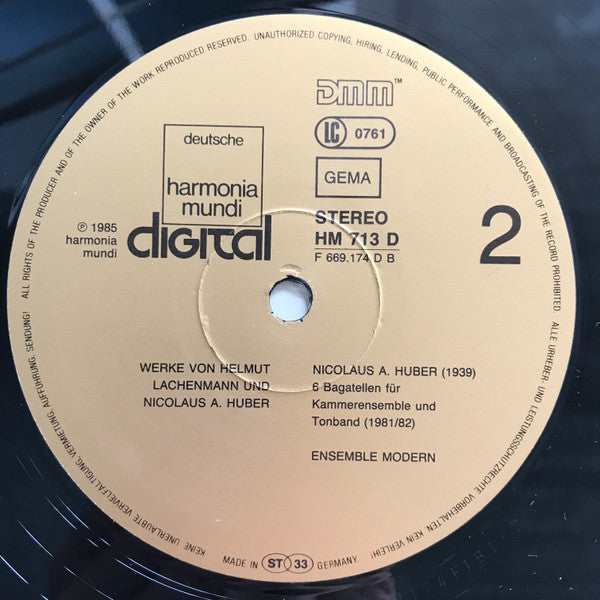 Ensemble Modern, Peter Eötvös, Nicolaus A. Huber, Helmut Lachenmann – Sechs Bagatellen / Mouvement (- Vor Der Erstarrung) LP vinyl record, image 6 of 6
