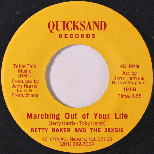 Betty Baker, The Jaxsis – Love Show Some Pity On Me / Marching Out Of Your Life 7" vinyl record, image 2 of 2