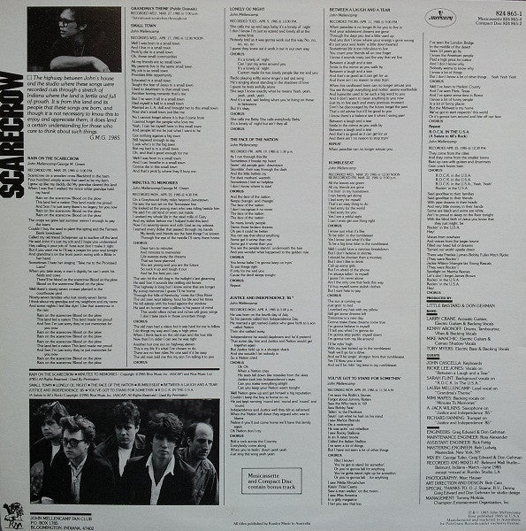 John Cougar Mellencamp – Scarecrow LP vinyl record, image 2 of 6