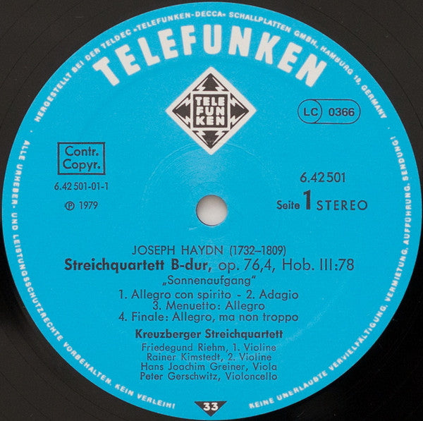 Joseph Haydn, Kreuzberger Streichquartett – Streichquartette Op. 76 Nr.4 »Sonnenaufgang« & Op. 64 Nr.6 LP vinyl record, image 5 of 6