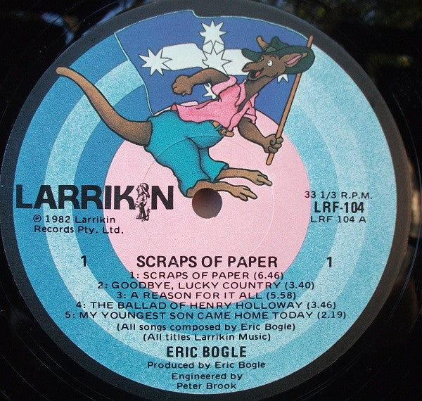 Eric Bogle, John Munro, Brent Miller – Scraps Of Paper LP vinyl record, image 4 of 7