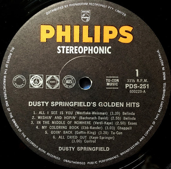 Dusty Springfield – Dusty Springfield's Golden Hits LP vinyl record, image 4 of 8