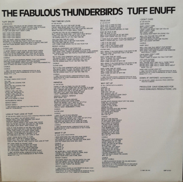 The Fabulous Thunderbirds – Tuff Enuff LP vinyl record, image 4 of 6