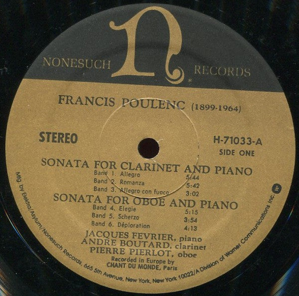 Francis Poulenc – Poulenc: Sonata For Clarinet And Piano / Sonata For Oboe And Piano / Aubade LP vinyl record, image 3 of 4