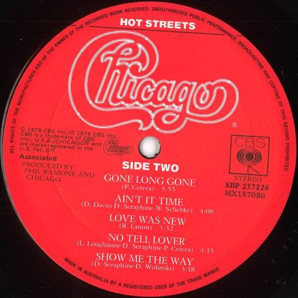 Chicago – Hot Streets LP vinyl record, image 4 of 6