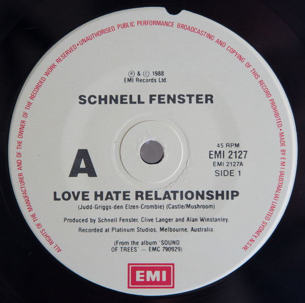 Schnell Fenster – Love Hate Relationship 7" vinyl record, image 3 of 4