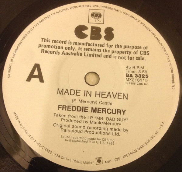 Freddie Mercury – Made In Heaven 7" vinyl record, image 3 of 4
