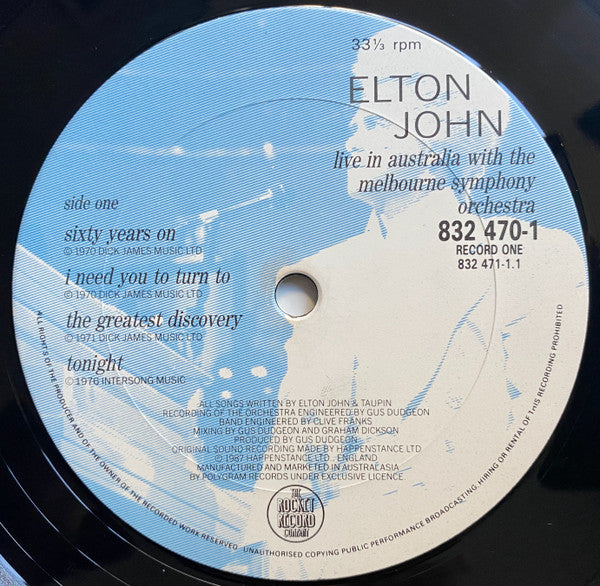 Elton John, Melbourne Symphony Orchestra – Live In Australia (2xLP) LP vinyl record, image 5 of 8