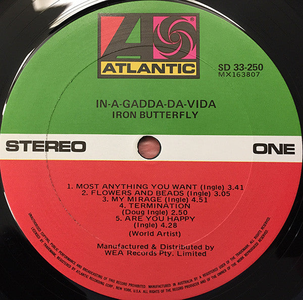 Iron Butterfly – In-A-Gadda-Da-Vida LP vinyl record, image 2 of 3