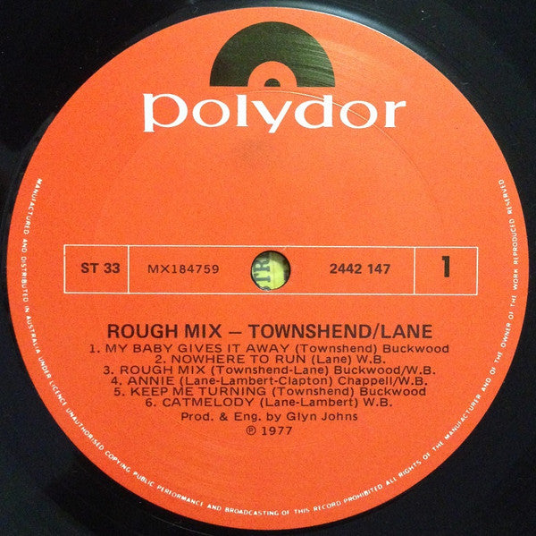 Pete Townshend, Ronnie Lane – Rough Mix LP vinyl record, image 7 of 8
