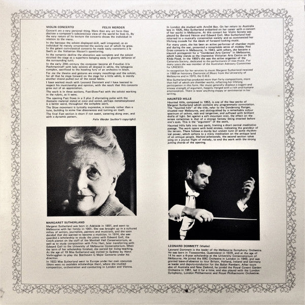 Felix Werder, Margaret Sutherland – Concerto For Violin / Haunted Hills LP vinyl record, image 5 of 9