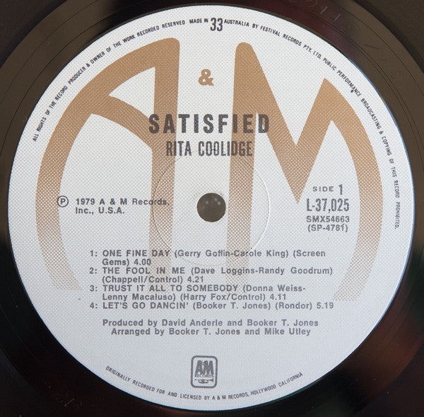 Rita Coolidge – Satisfied LP vinyl record, image 3 of 6