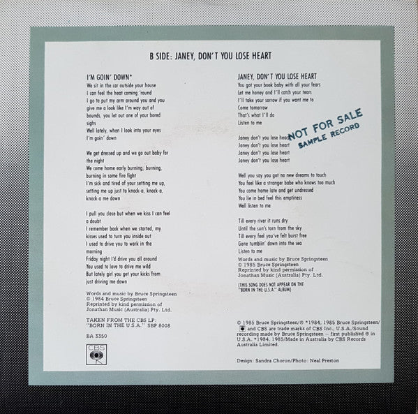 Bruce Springsteen – I'm Goin' Down 7" vinyl record, image 2 of 4