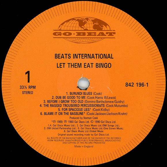 Beats International – Let Them Eat Bingo LP vinyl record, image 3 of 6