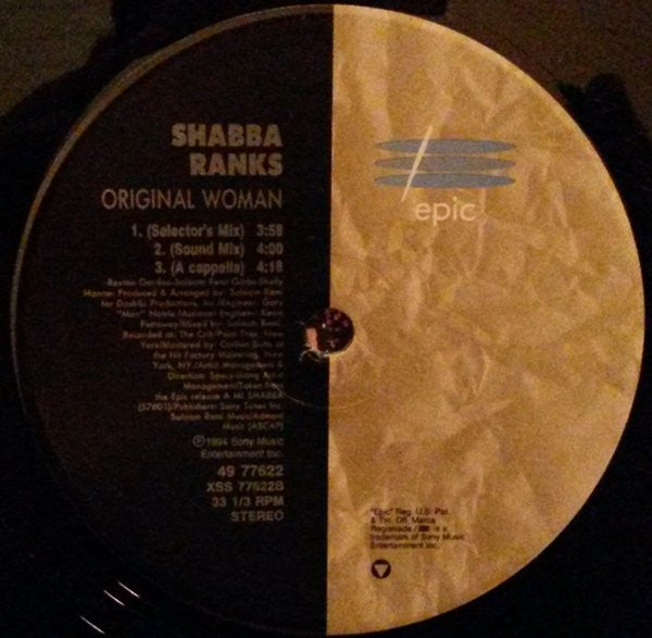 Shabba Ranks – Ram Dancehall / Original Woman 12" vinyl record, image 4 of 4