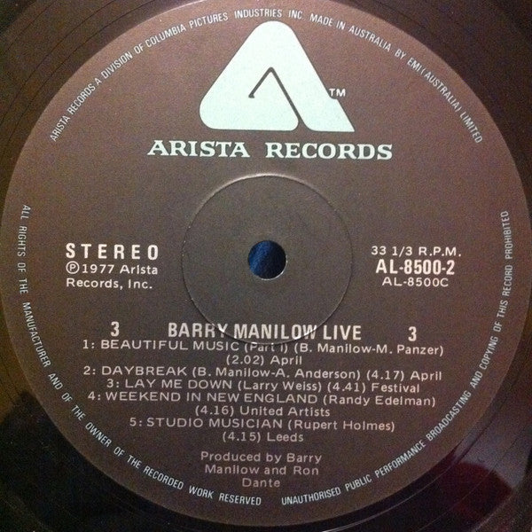 Barry Manilow – Live (2xLP) LP vinyl record, image 9 of 10