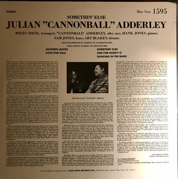 Cannonball Adderley – Somethin’ Else LP vinyl record, image 2 of 4