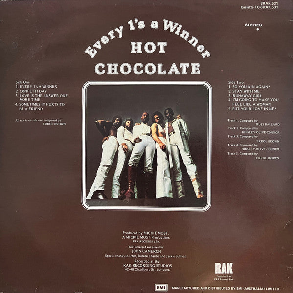 Hot Chocolate – Every 1's A Winner LP vinyl record, image 2 of 6