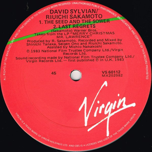 Ryuichi Sakamoto & David Sylvian – Forbidden Colours 12" vinyl record, image 4 of 4