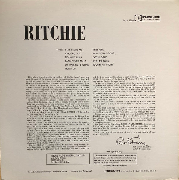 Ritchie Valens – Ritchie LP vinyl record, image 2 of 4