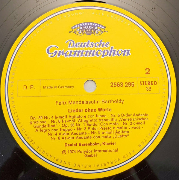 Felix Mendelssohn-Bartholdy, Daniel Barenboim – Lieder Ohne Worte (3xLP) LP vinyl record, image 6 of 10