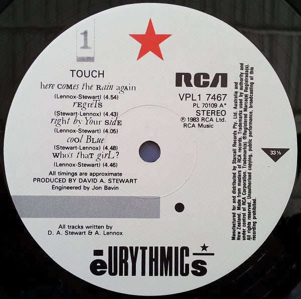 Eurythmics – Touch LP vinyl record, image 5 of 6