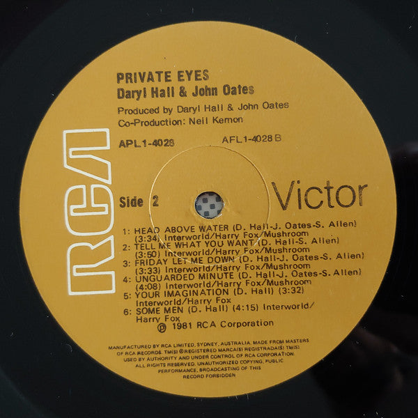 Daryl Hall & John Oates – Private Eyes LP vinyl record, image 5 of 5