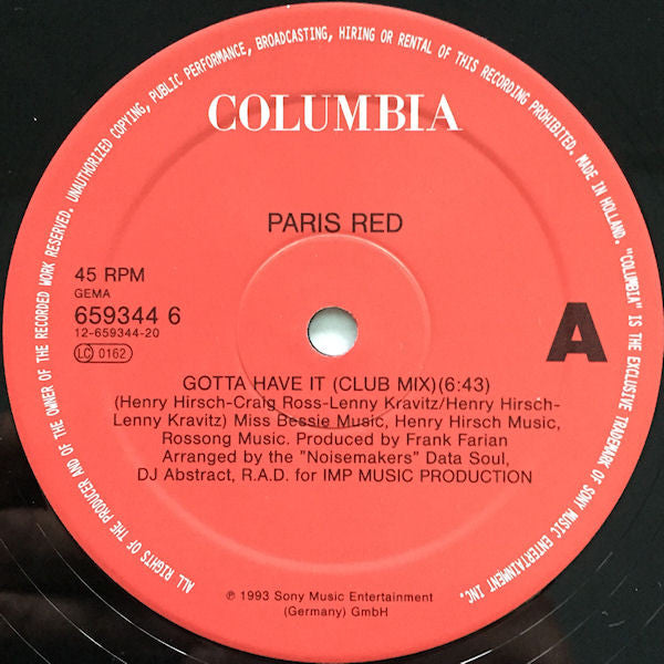 Paris Red – Gotta Have It (From New York Straight To Paris) 12" vinyl record, image 3 of 4