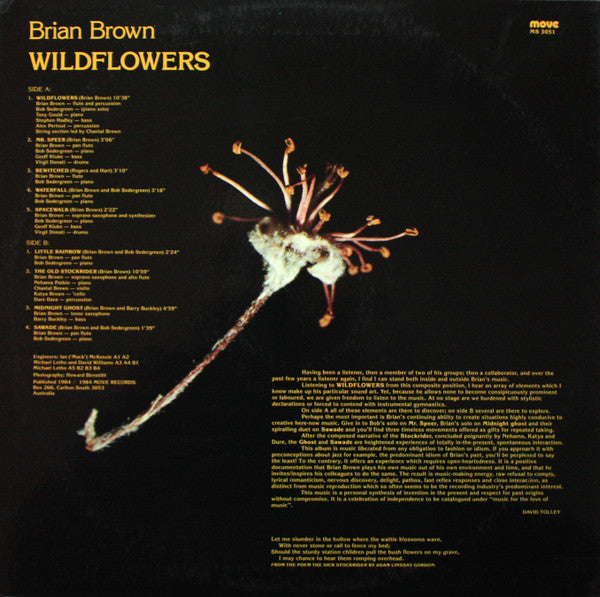 Brian Brown – Wildflowers LP vinyl record, image 2 of 2