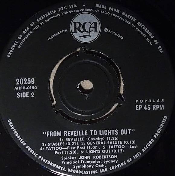 John Robertson – From Reveille To Lights Out 7" vinyl record, image 3 of 3