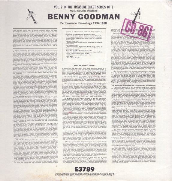 Benny Goodman – Performance Recordings 1937-1938 Volume 2 LP vinyl record, image 2 of 4