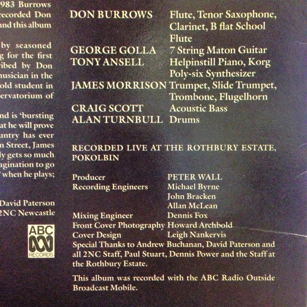 Don Burrows – Burrows At The Winery LP vinyl record, image 3 of 5