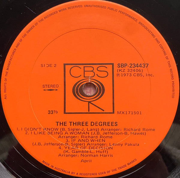 The Three Degrees – The Three Degrees LP vinyl record, image 7 of 7