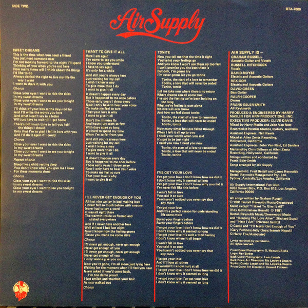 Air Supply – The One That You Love LP vinyl record, image 4 of 6