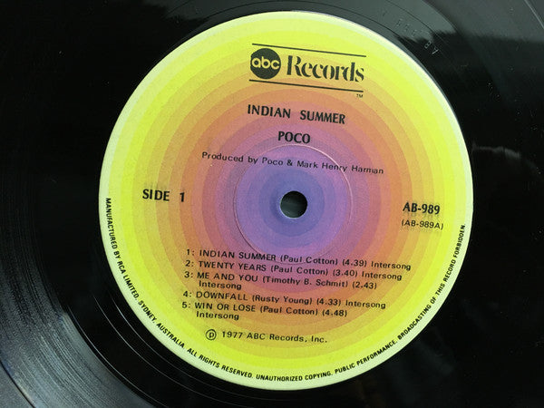 Poco – Indian Summer LP vinyl record, image 5 of 5