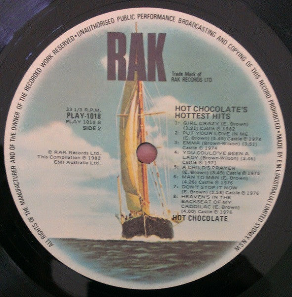 Hot Chocolate – Hot Chocolate's Hottest Hits LP vinyl record, image 4 of 5