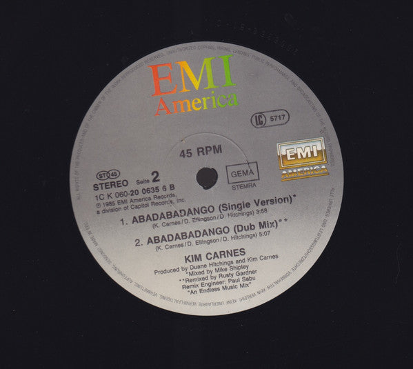 Kim Carnes – Abadabadango 12" vinyl record, image 4 of 4