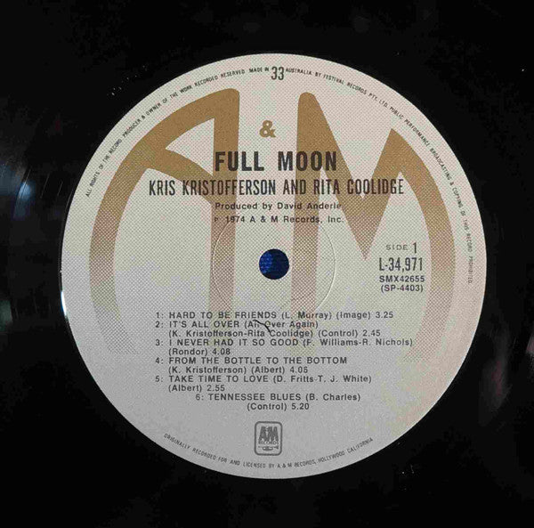 Kris Kristofferson & Rita Coolidge – Full Moon LP vinyl record, image 5 of 6
