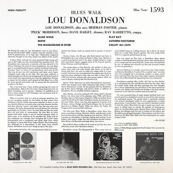 Lou Donaldson – Blues Walk LP vinyl record, image 2 of 4