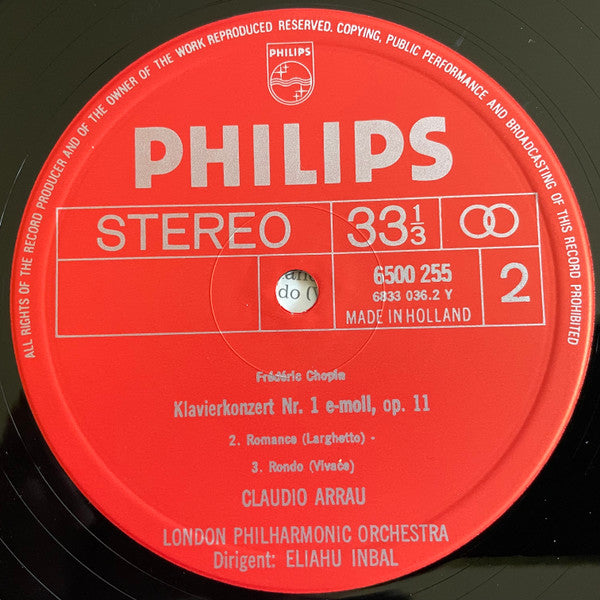 Frédéric Chopin, Claudio Arrau, London Philharmonic Orchestra, Eliahu Inbal – Sämtliche Werke Für Klavier Und Orchester = The Complete Works For Piano And Orchestra = L'Oeuvre Integrale Pour Piano Et Orchestre (3xLP) LP vinyl record, image 8 of 8