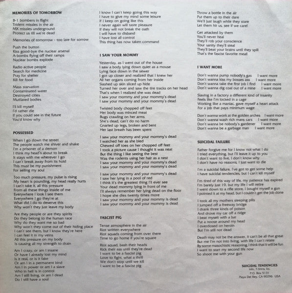 Suicidal Tendencies – Suicidal Tendencies LP vinyl record, image 2 of 7