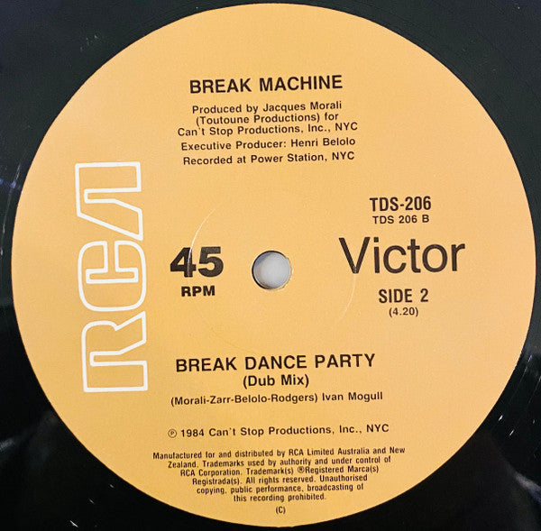 Break Machine – Break Dance Party 12" vinyl record, image 2 of 2