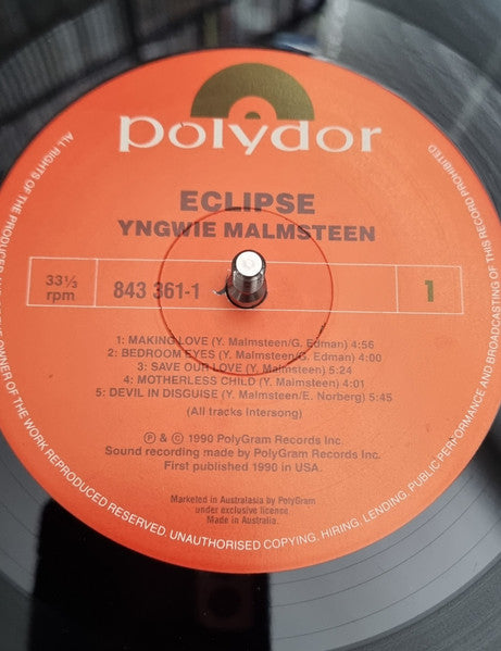 Yngwie Malmsteen – Eclipse LP vinyl record, image 1 of 7