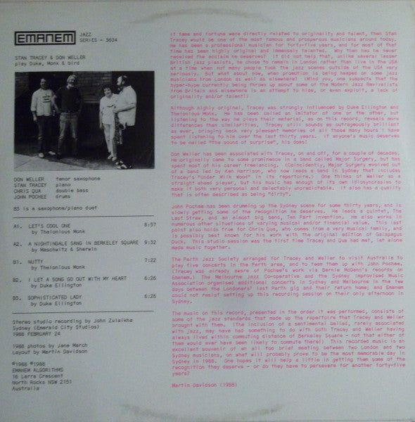 Stan Tracey, Don Weller – Play Duke, Monk & Bird LP vinyl record, image 2 of 4