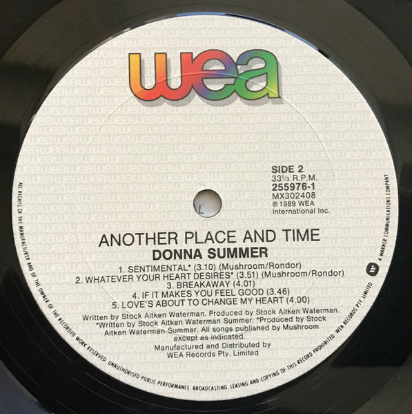 Donna Summer – Another Place And Time LP vinyl record, image 6 of 6