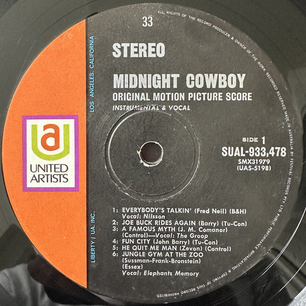 Various – Midnight Cowboy (Original Motion Picture Score) LP vinyl record, image 3 of 5