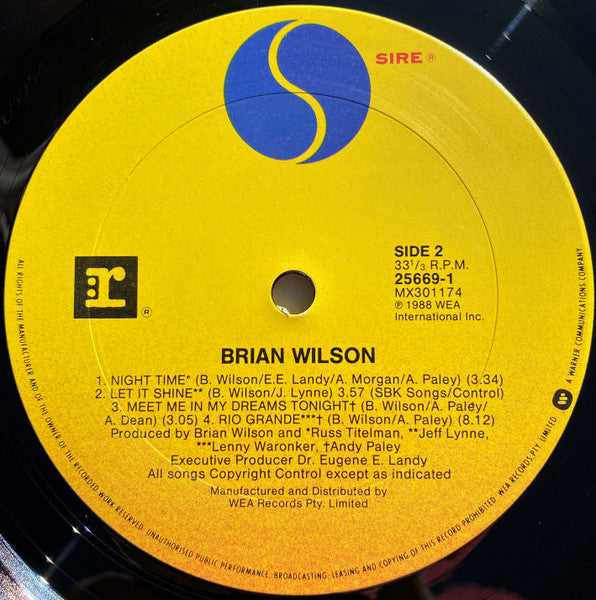 Brian Wilson – Brian Wilson LP vinyl record, image 4 of 6